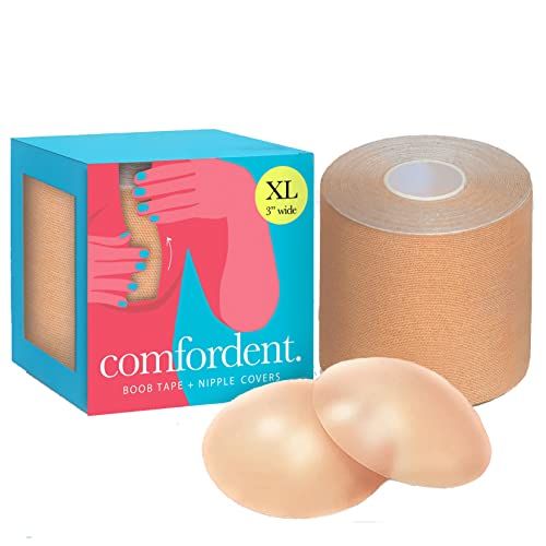 XL Body Tape - 3'' Breast Lift Tape for DD - E cup + Reusable Silicone Nipple Covers
