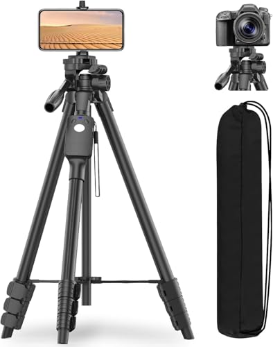 XXZU Tripod Professional Camera Tripods with Quick-Release Plate, 60' Tripod for Camera & Cell Phone Tripod Stand with Remote&Travel Bag, Tripod with Mount for Phone/Camera/Projector/Webcams