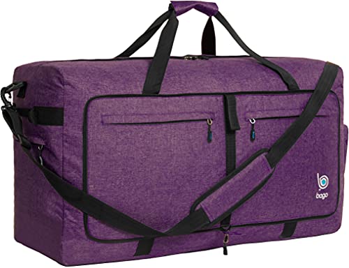 Bago Duffel Bags for Traveling - 80L Medium Duffle Bag for Travel with Shoe Compartment | Durable, Foldable & Lightweight | Explore the World in Style & Convenience (SnowDepPurple)