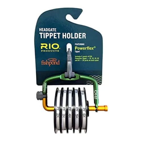 RIO Products Fly Fishing Tippet Head Gate, 2X, 3X, 4X, 5X, 6X Powerflex Tippet, 30 Yard Spools, Clear