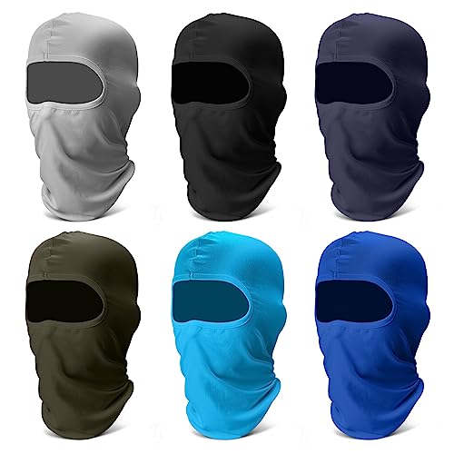 6 Pack Balaclava Ski Face Mask: Cooling Neck Gaiter Full Head Mask Breathable Face Cover Hood Mask Scarf Motorcycle Gator for Men Women Cycling Fishing Running Sun Protection Outdoor, Blue