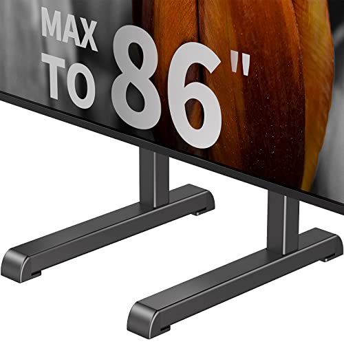Universal Table Top TV Stand Base Replacement for Most 24 to 86 Inch LCD LED TVs, 7 Height Adjustable TV Legs with Cable Management Hold up to 132lbs, Max VESA 800x600mm, Black AX10TB01