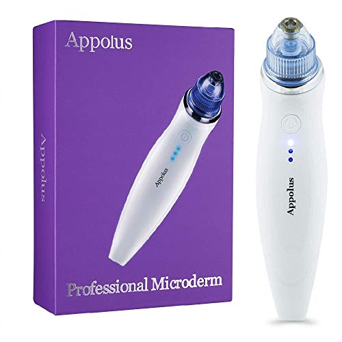 Microdermabrasion Machine - Appolus Premium Diamond Microdermabrasion Device for Flawless Glowing Skin - 2 Diamond Tips - 5 Heads-Pore Line Wrinkle Minimizer