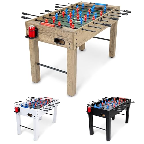 GoSports 48 Inch Game Room Size Foosball Table - Includes 4 Balls and 2 Cup Holders – Black, Oak, or White