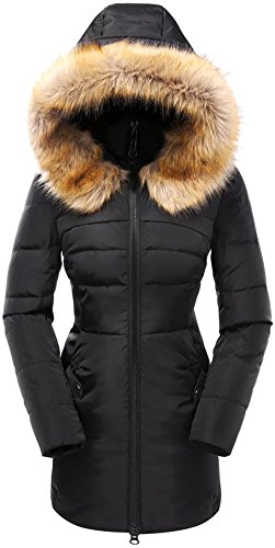 Beinia Valuker Women's Hooded Thickened Long Down Jacket Winter Down Parka Puffer Jacket Black Plus Size 2X