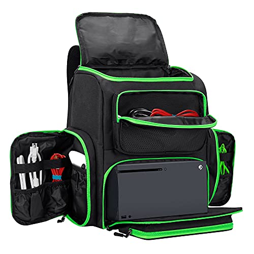 Trunab Travel Carrying Backpack Compatible with Xbox Series X, Storage Case Bag with 2 Inner Spaces for Xbox Game Console and Other Gaming Accessories