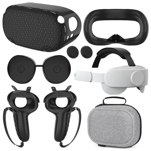 Compatible with Quest 2 Accessories, for Quest 2 Head Strap, for Quest 2 case,VR Face Cover, VR Shell Cover, Controller Grips Cover, Protective Joystick Cover,VR Lens Cover Protector for Quest 2