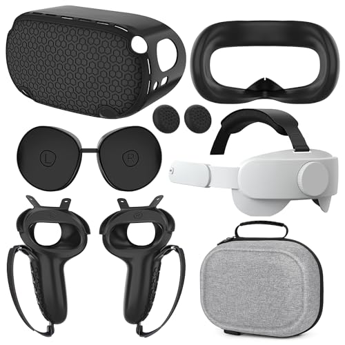 Compatible with Quest 2 Accessories, for Quest 2 Head Strap, for Quest 2 case,VR Face Cover, VR Shell Cover, Controller Grips Cover, Protective Joystick Cover,VR Lens Cover Protector for Quest 2
