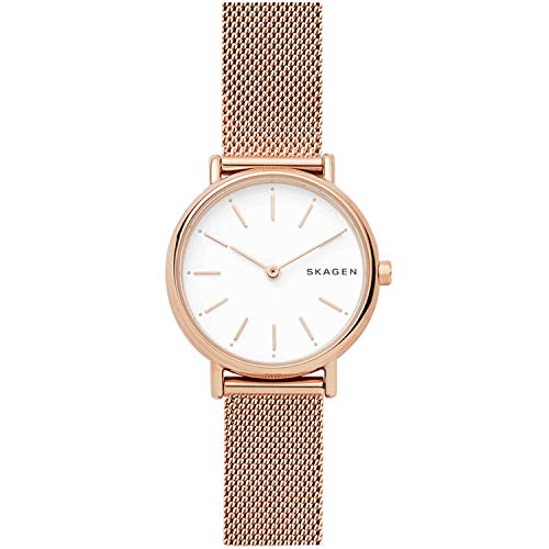 Skagen Women's Signatur Lille Two-Hand Rose Gold Stainless Steel Mesh Band Watch (Model: SKW2694)