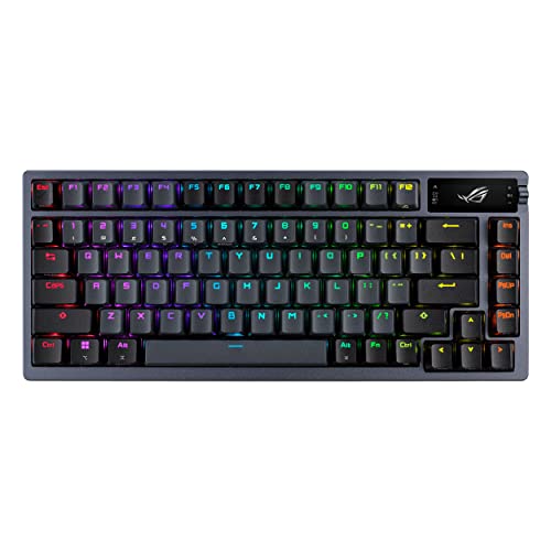 ASUS ROG Azoth 75% Wireless DIY Custom Gaming Keyboard, OLED Display, Gasket-Mount, Three-Layer Dampening, Hot-Swappable Pre-lubed NX Brown Switches & Keyboard Stabilizers, ABS Keycaps, RGB-Black