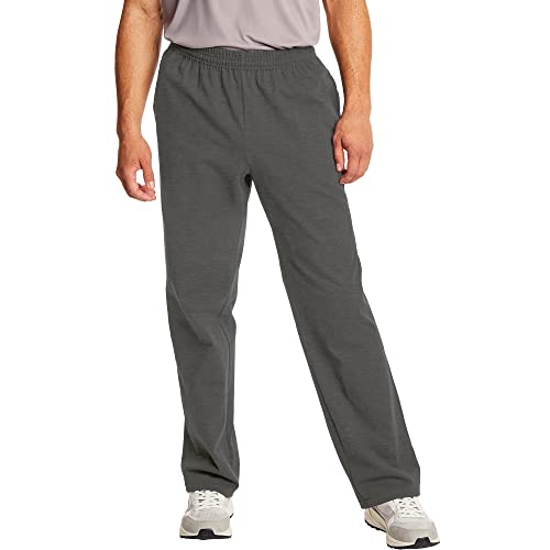 Hanes Essentials Sweatpants, Men’s Cotton Jersey Pants with Pockets, 33”, Charcoal Heather, 3X-Large