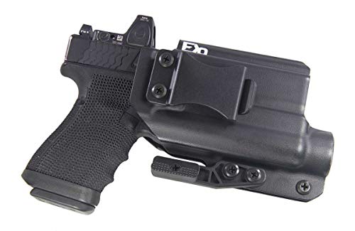 Fierce Defender IWB Kydex Holster Compatible with Glock 19 23 32 Optic Cut w/TLR1 The Paladin Series -Made in USA- (Black)