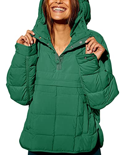 Fazortev Womens Oversized Puffer Jacket Quilted Dolman Hoodies Pullover Long Sleeve Lightweight Warm Tops Coat