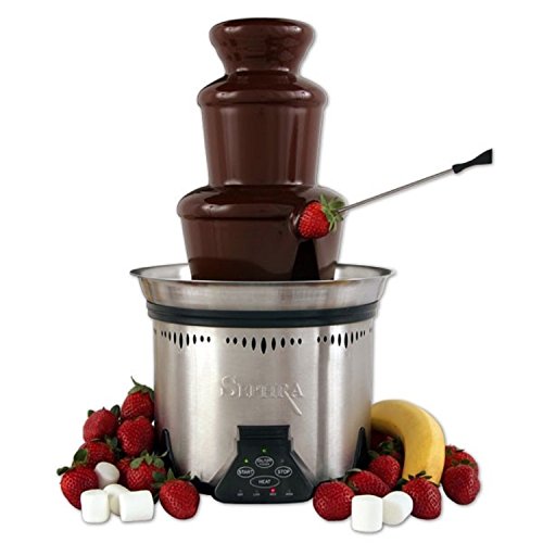 Sephra Elite 19' Small Chocolate Fountain Machine For Melting Chocolate - Stainless Steel, Removable Heated Basin - WhisperQuiet Motor - Serves 50 - Perfect for Kids & Parties - 4-6 LBS Capacity