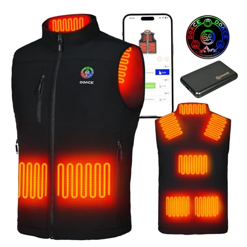 DOACE Heated Vest for Men and Women with APP Control, Smart Electric Heating Vest with Battery, Unisex Warming heated Jacket