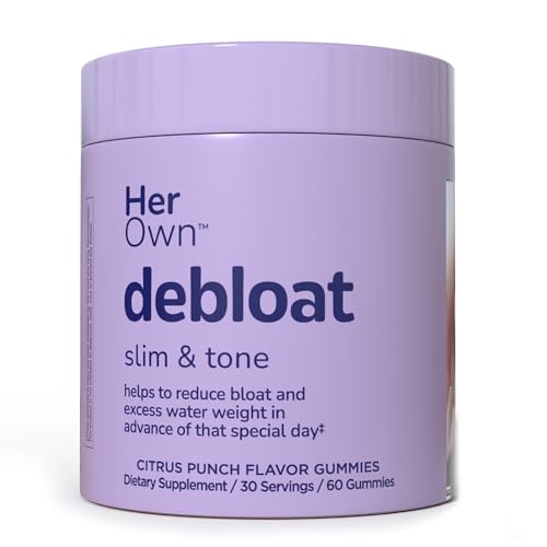 her own Debloat Gummy, Bloating and Gas Relief, Helps Reduce Water Retention, Supports Energy, with Apple Cider Vinegar and Dandelion, Gluten and Soy Free, Vegan, 60 Gummies, 60 Servings