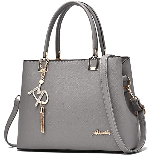 Womens Purses and Handbags Shoulder Bags Ladies Designer Top Handle Satchel Tote Bag (Grey)