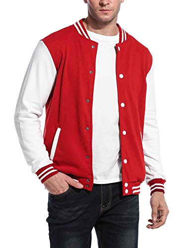 COOFANDY Men's Fashion Varsity Jacket Causal Slim Fit Cotton Letterman Baseball Bomber Jackets