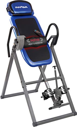 INNOVA HEALTH AND FITNESS ITM4800 Advanced Heat and Massage Inversion Table,Black/ Blue / Gray
