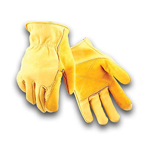 Golden Stag Winter Fleece Lined Double Palm Cowhide Glove, Driver Glove, Heavy Duty, Rolled Cuff, Working Glove,WINTER LINED Medium, 207F