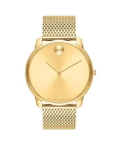 Movado Bold Men's Swiss Quartz Stainless Steel and Mesh Bracelet Watch, Color: Gold Plated (Model: 3600833)