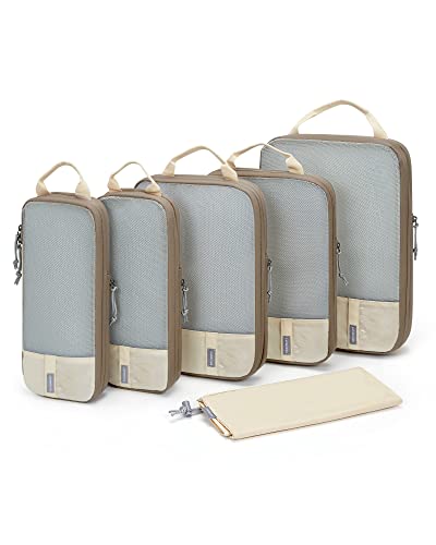 BAGSMART 6 Set Compression Packing Cubes for Travel, Lightweight Vacation Travel Essentials, Travel Accessories for Suitcase Organizer Bags Set, Durable Luggage Organizer Travel Bags
