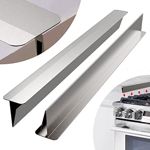 IIIOIIIA Upgrade“T” Kitchen Stove Counter Gap Cover (2 Pack) Stainless Gap Covers Between Stove and Counter with Wide & Long, Protect Stove Gap Filler Sealing Spills in Kitchen (20 Inch, Silver)