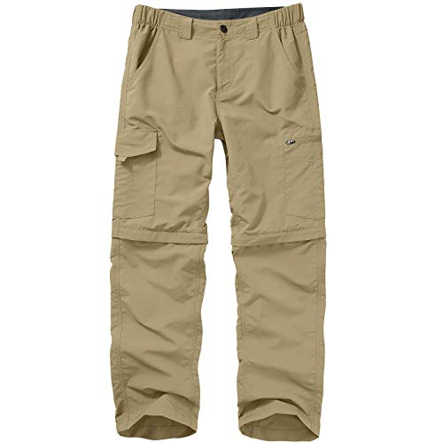 Hiking Pants for Men boy Scout Convertible Cargo Zip Off Fishing Lightweight Quick Dry Breathable Fishing Safari Shorts,6226,Khaki,36