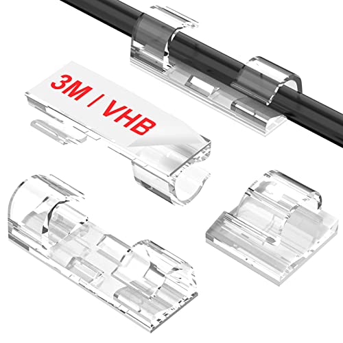 TidyHelper Adhesive Cable Clips Clear (40PCS, M), Upgraded Wire Holders for Wall, Strong Cord Organizer Under Desk, Car, PC, Christmas Light Indoor/Outdoor