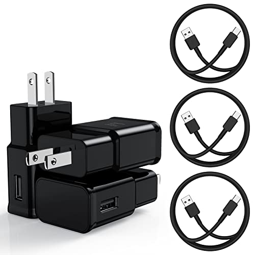 Type C Charger Fast Charging, 3 Pack USB C Android Phone Wall Charger Block & 6ft Charge Cable Cord, for Samsung Galaxy S8 / S9 / S10 Plus Active S10e, S20 / S21 Ultra Plus, Note 8 9 10, Pixel 3 etc