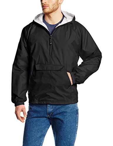 Charles River Apparel Unisex Adult & Water-Resistant Pullover Rain (Reg/Ext Sizes) Windbreaker Jacket, Black, Medium US