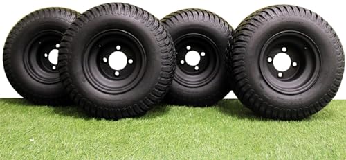 Antego Tire & Wheel 8' Matte Black Steel Golf Cart Wheels and 18X8.50-8 Turf 4 Ply Tires - Set of (2)