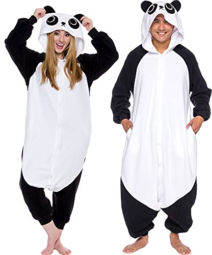 Adult Onesie Halloween Costume - Animal and Sea Creature - Plush One Piece Cosplay Suit for Adults, Women and Men FUNZIEZ! Panda