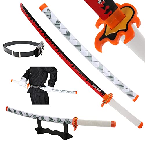 Demon Slayer Sword for Cosplay with Belt Holder Stand, 41 inches (Rengoku Kyoujurou)
