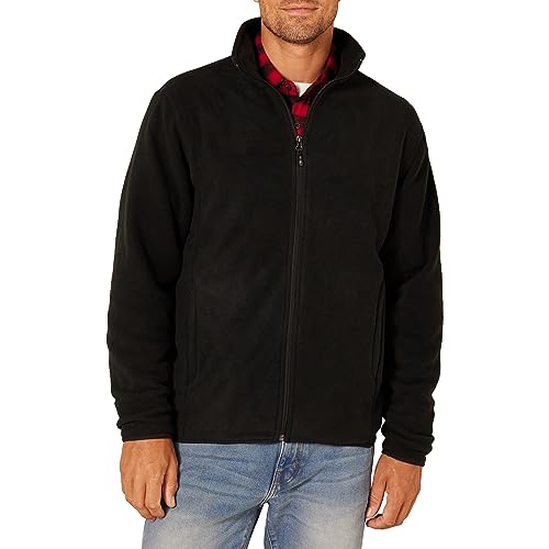 Amazon Essentials Men's Full-Zip Fleece Jacket (Available in Big & Tall), Black, Large