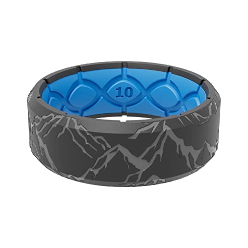 Groove Life 3D Etched Edge Range Deep Stone Silicone Ring Breathable Rubber Wedding Rings for Men, Lifetime Coverage, Unique Design, Comfort Fit Ring - Size 11