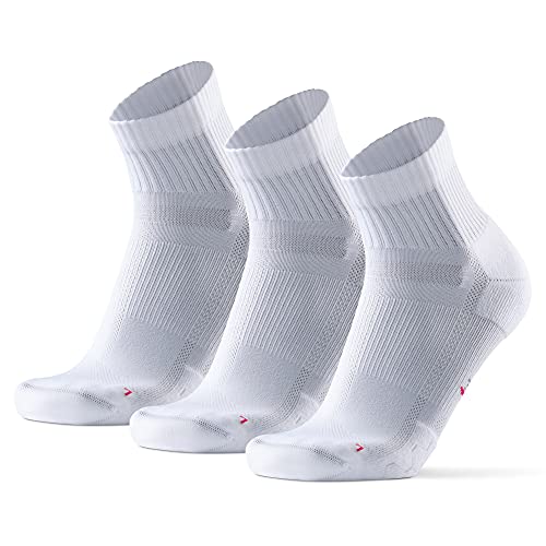 DANISH ENDURANCE 3 Pack Running Socks for Long Distances, Quarter, Men & Women, White, US Women 8-10 // US Men 6.5-8.5