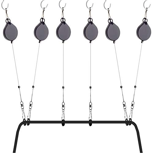 KIWI design VR Cable Management, Ceiling Pulley System fits HTC Vive/Vive Pro/Rift/Rift S Link Cable Compatible with Quest 3/2/Quest/Valve Index VR Accessories (Black, 6 Pack)