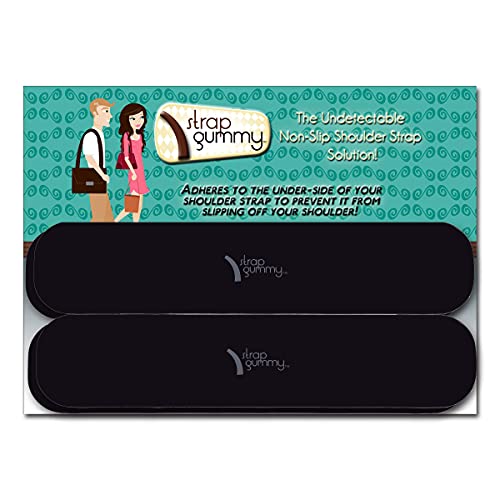 Strap Gummy - Prevent Strap Slips - The Original Non Slip Shoulder Strap Grip Strips - Set of 4 Black