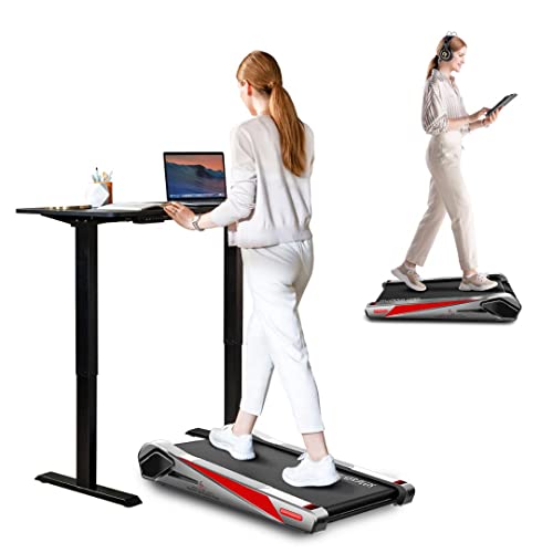 Egofit Walker Pro Under Desk Treadmill Walking Pad Small Compact Walking Treadmill with Incline 5° Fit Standing Desk, 3.1MPH Installation Free