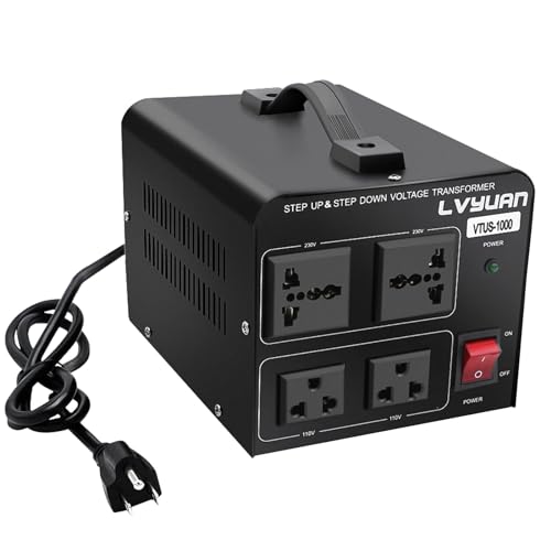 Yinleader 1000W Voltage Converter Transformer(110V to 220V OR 220V to 110V) 1000 Watt Step Up/Down Converter 110/120 Volt - 220/240 Volt w/US Power Cord,Circuit Breaker Protection (VTUS-1000)