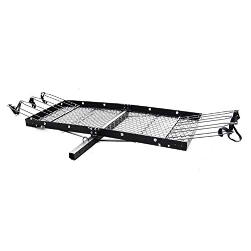 Tow Tuff 62 Inch 500 Pound Capacity Steel Cargo Carrier Trailer Car or Truck Rear Bumper Bike Rack, Fits All 2 Inch Receivers, Black