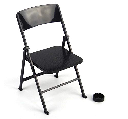1/6 Scale Black Foldable Chair for 12' Action Figure Accessories Dollhouse Decoration Miniature Furniture