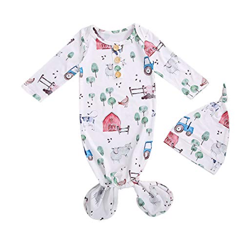 CIYCUIT Farm Animal Baby Stuff Knotted Clothes Newborn Coming Home from Hospital Outfit 0-6 Months