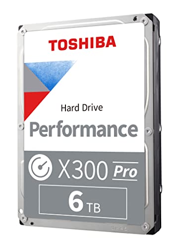 Toshiba X300 PRO 6TB High Workload Performance for Creative Professionals 3.5-Inch Internal Hard Drive – Up to 300 TB/Year Workload Rate CMR SATA 6 GB/s 7200 RPM 256 MB Cache - HDWR460XZSTB