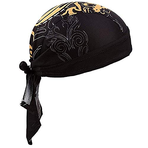 queenland Sweat Wicking Dew Rag Beanie Helmet Liner Cooling Skull Cap Quick Dry Adjustable Hat Head Wrap for Mens Women Outdoor Sport Cycling Riding Camping Motorcycling Trekking (Dragon)