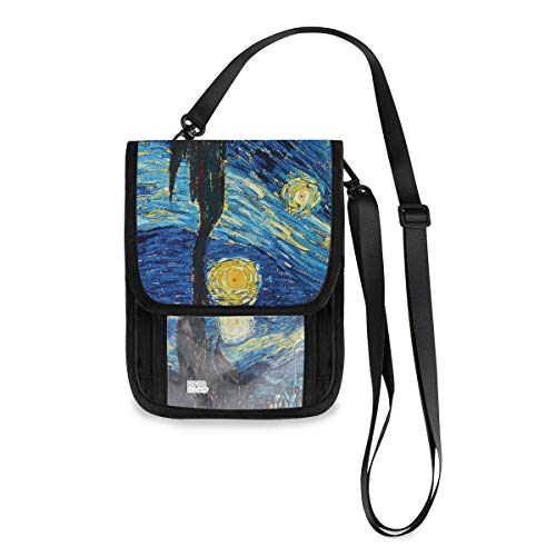 ALAZA Starry Night Sky Van Gogh Small Crossbody Wallet Purse Cell Phone Bag Rfid Passport Holder with Credit Card Slots