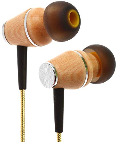 Symphonized XTC 2.0 Earbuds with Mic, Premium Genuine Wood Stereo Earphones, Hand-Made in-Ear Noise-isolating Headphones with Tangle-Free Innovative Shield Technology Cable (Tropical Sun)