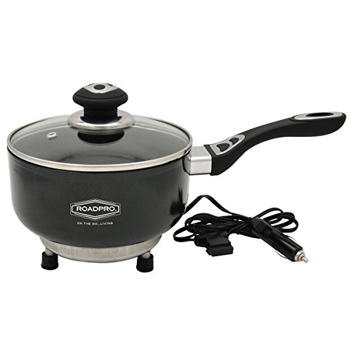 RoadPro 12V Power Supply Portable Travel Saucepan with Non-Stick Surface
