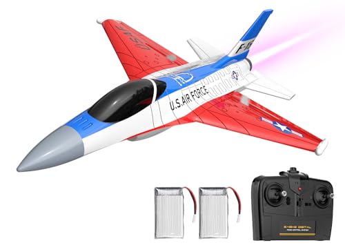 VOLANTEXRC RC Plane F-16 Fighting Falcon - 2.4Ghz 2CH Remote Control Airplane Jet Fighter Ready to Fly with Cool Lights, for Beginners, Boys and Girls (762-4)